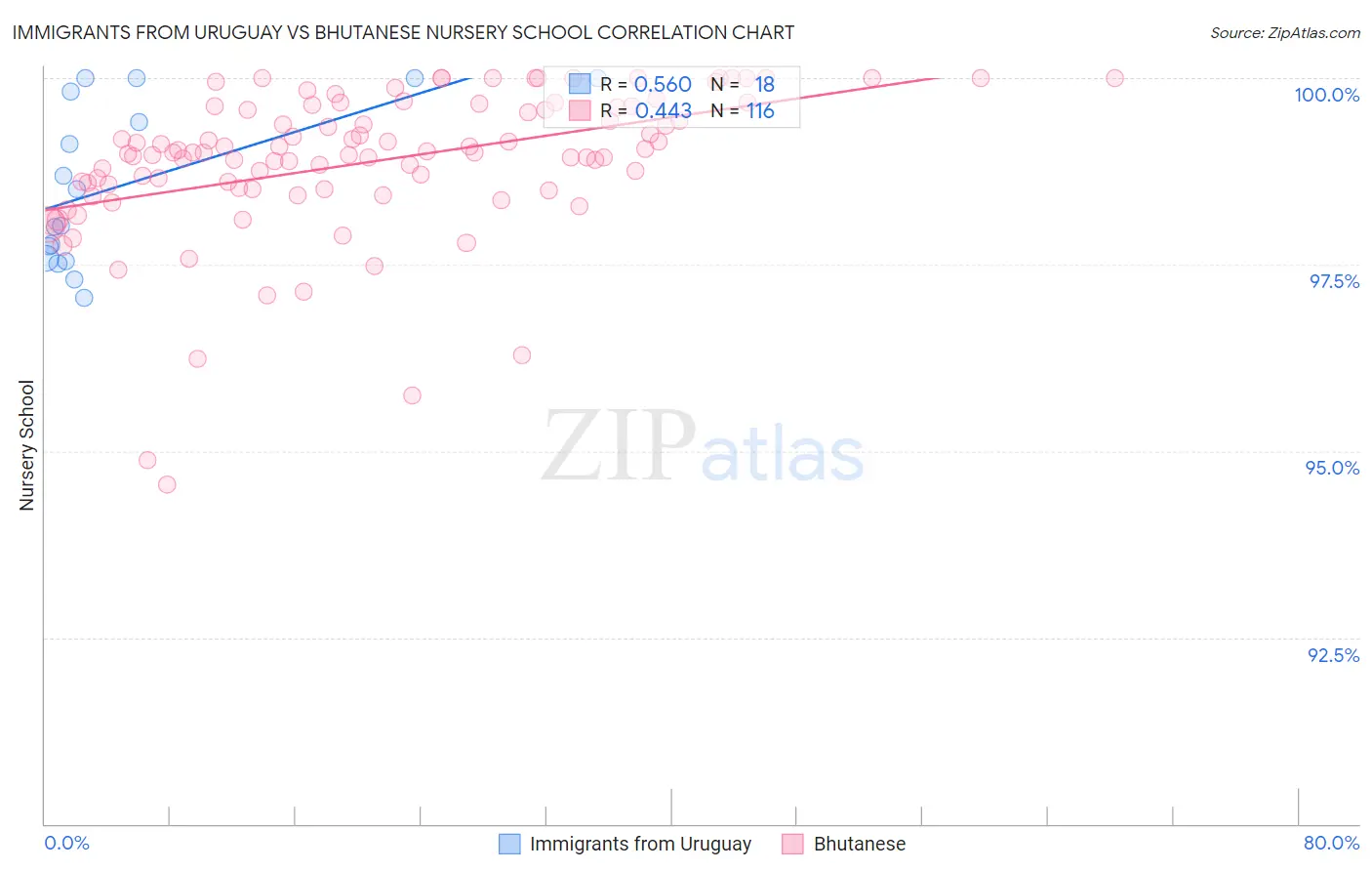 Immigrants from Uruguay vs Bhutanese Nursery School