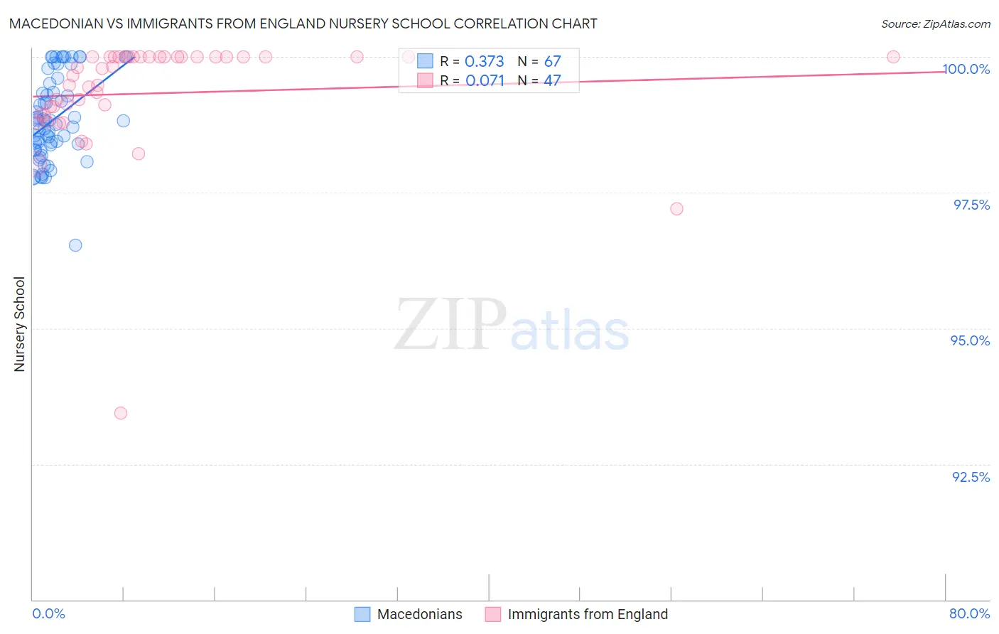 Macedonian vs Immigrants from England Nursery School