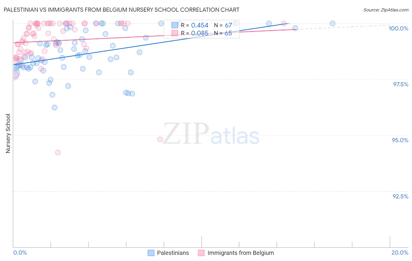 Palestinian vs Immigrants from Belgium Nursery School