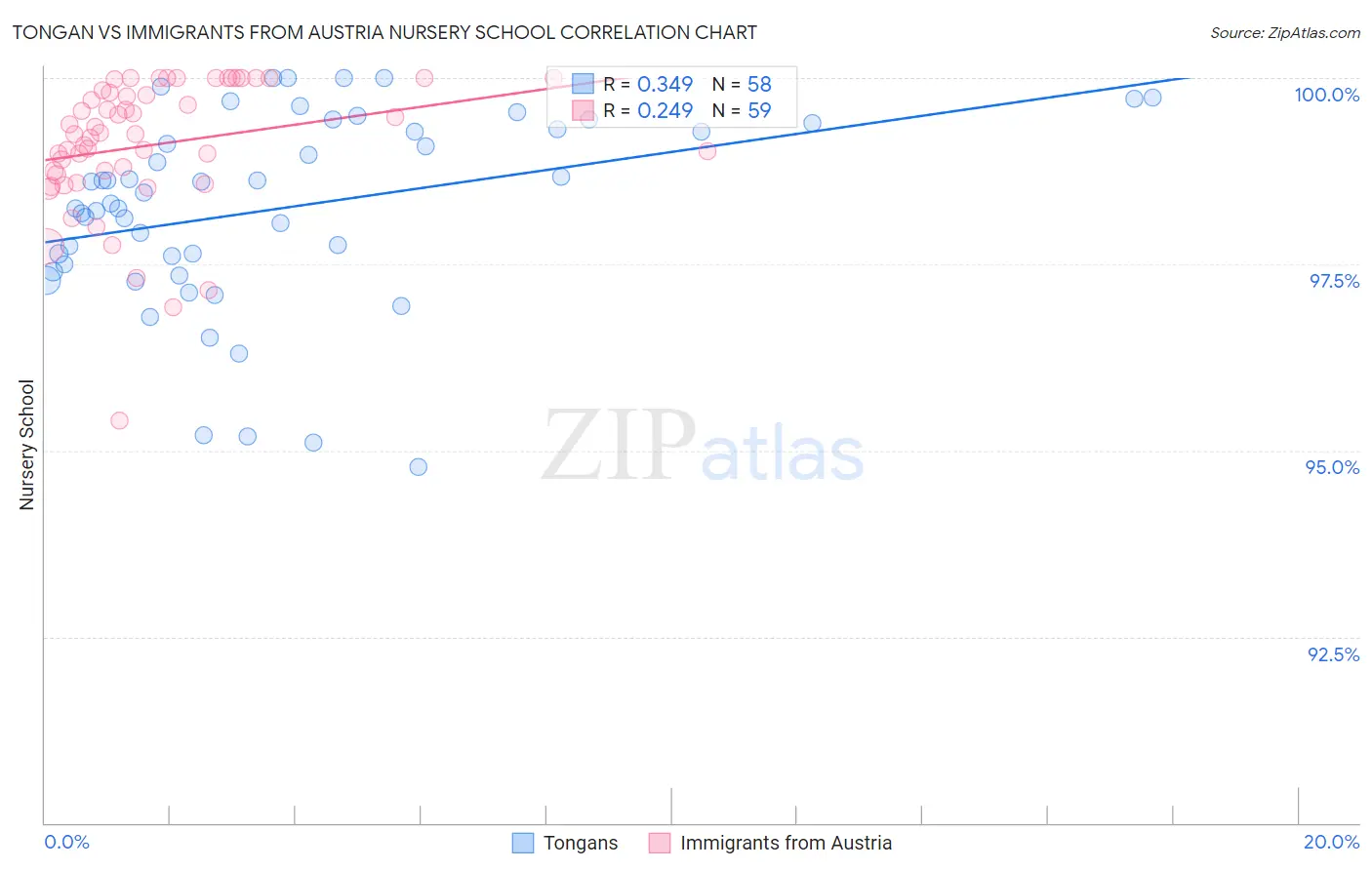 Tongan vs Immigrants from Austria Nursery School