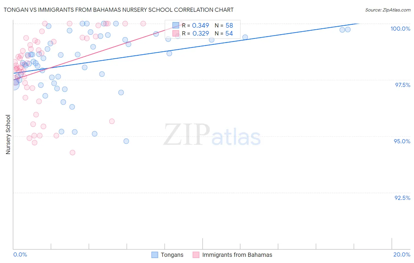 Tongan vs Immigrants from Bahamas Nursery School