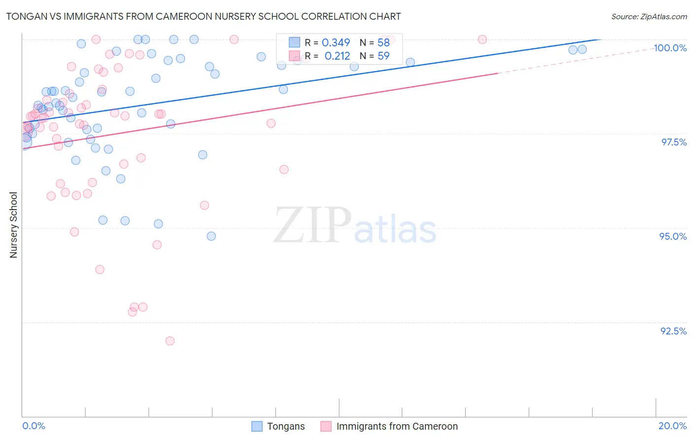 Tongan vs Immigrants from Cameroon Nursery School