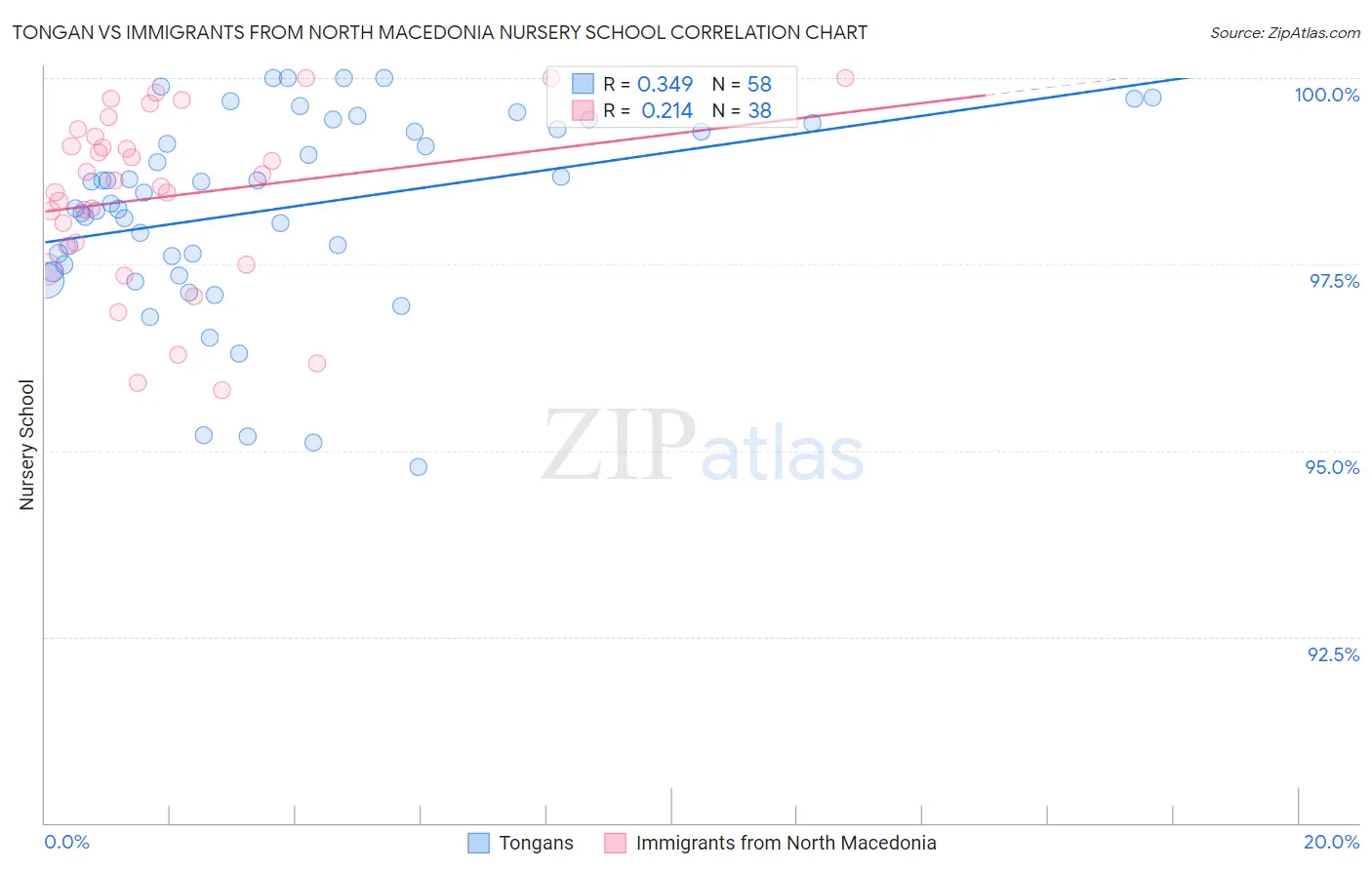 Tongan vs Immigrants from North Macedonia Nursery School