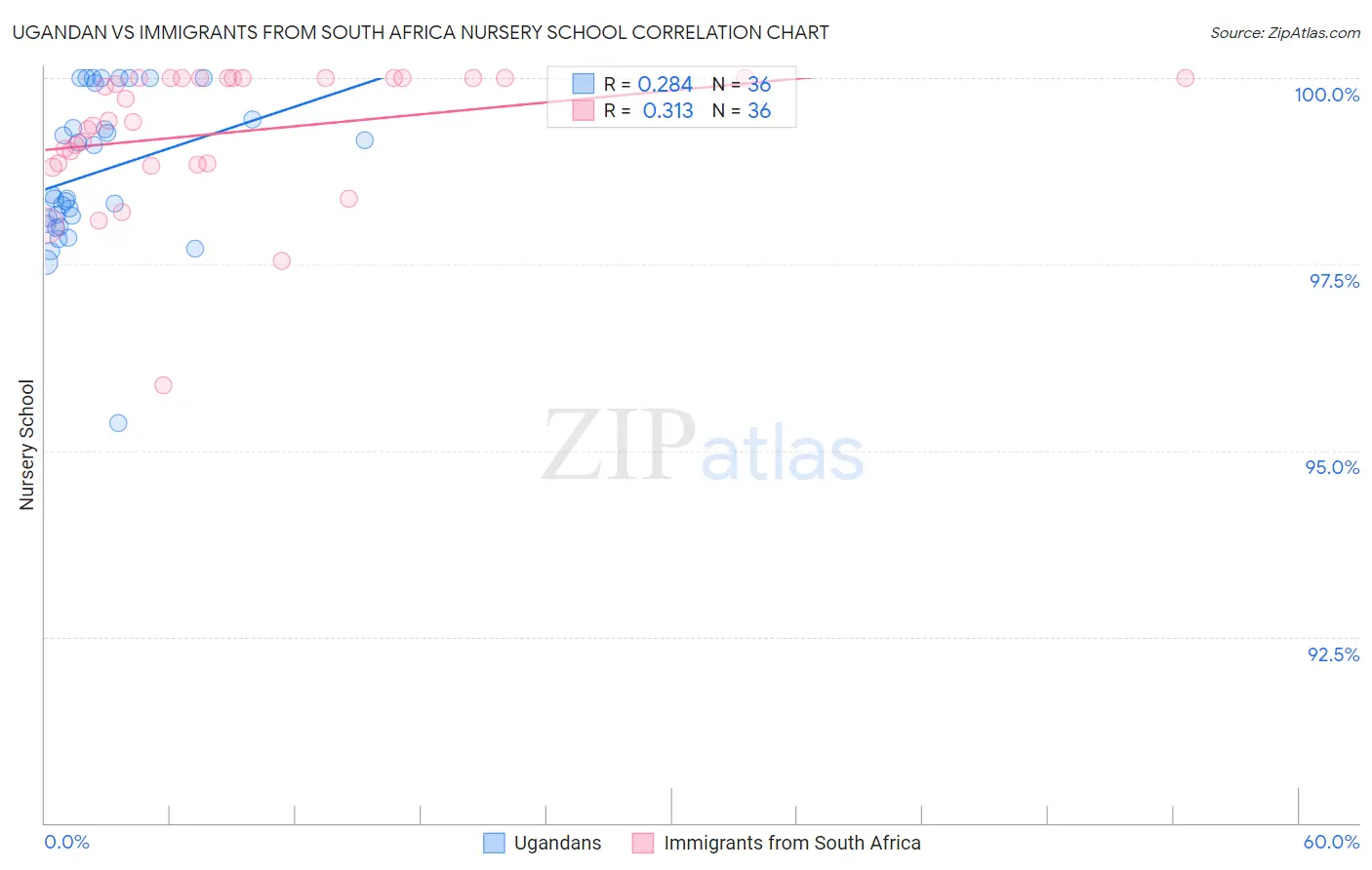 Ugandan vs Immigrants from South Africa Nursery School