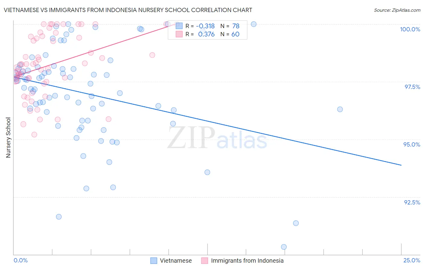 Vietnamese vs Immigrants from Indonesia Nursery School