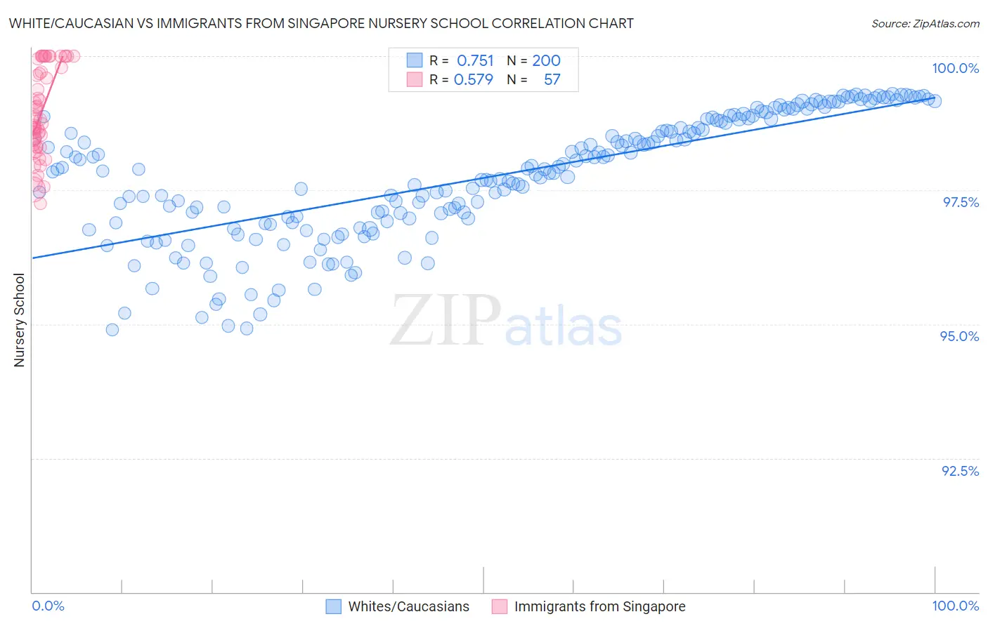 White/Caucasian vs Immigrants from Singapore Nursery School