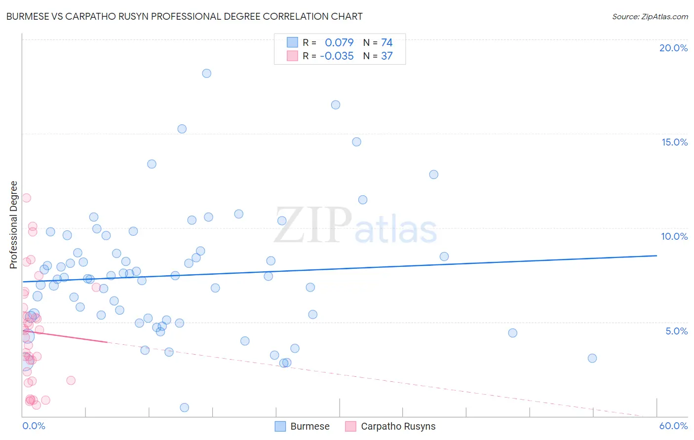 Burmese vs Carpatho Rusyn Professional Degree