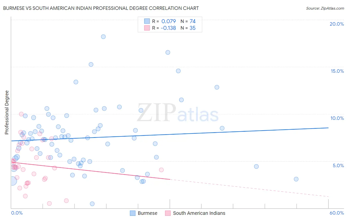 Burmese vs South American Indian Professional Degree