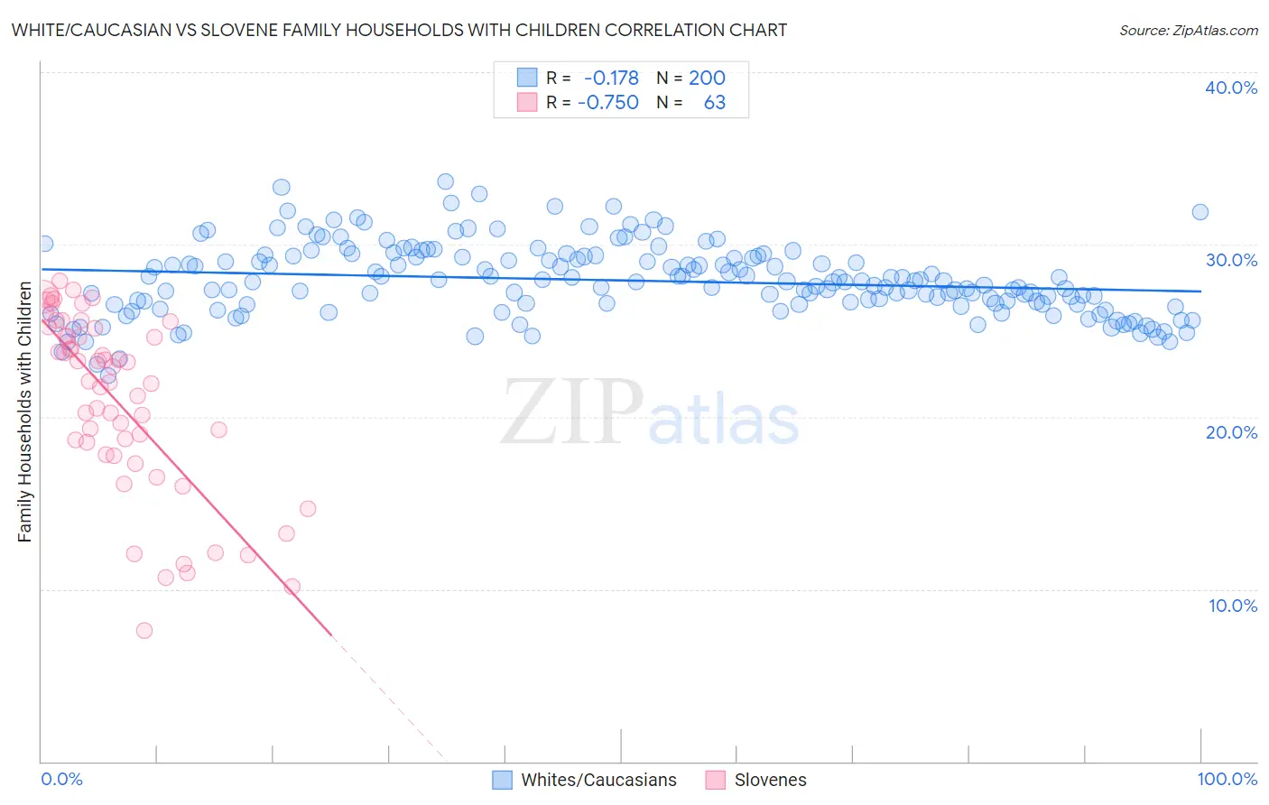 White/Caucasian vs Slovene Family Households with Children