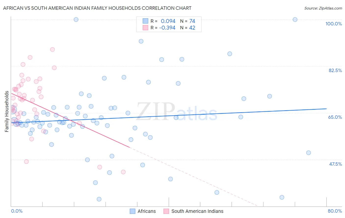 African vs South American Indian Family Households
