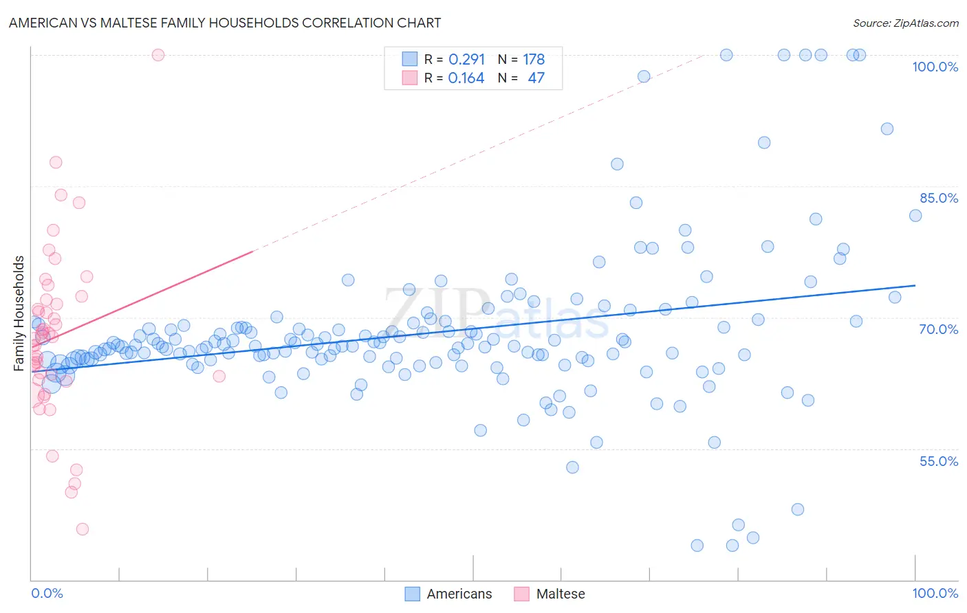 American vs Maltese Family Households