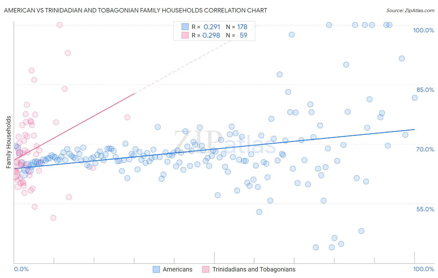 American vs Trinidadian and Tobagonian Family Households