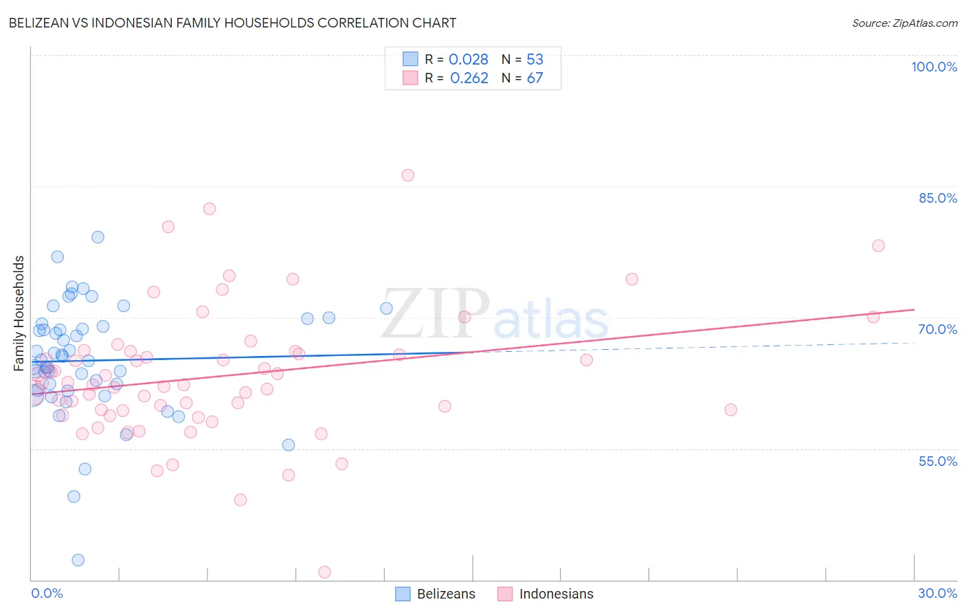 Belizean vs Indonesian Family Households