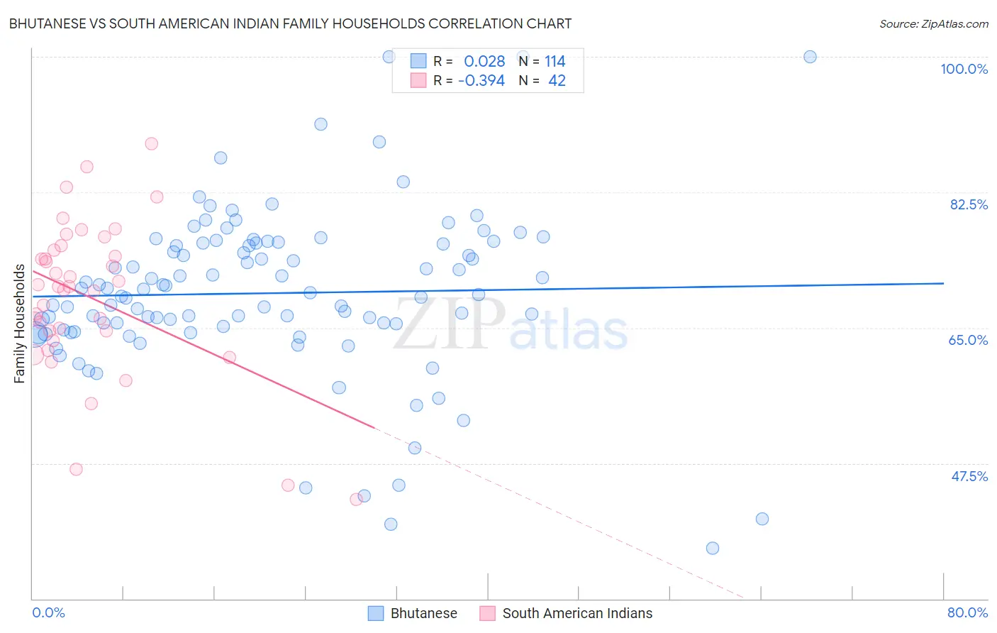 Bhutanese vs South American Indian Family Households