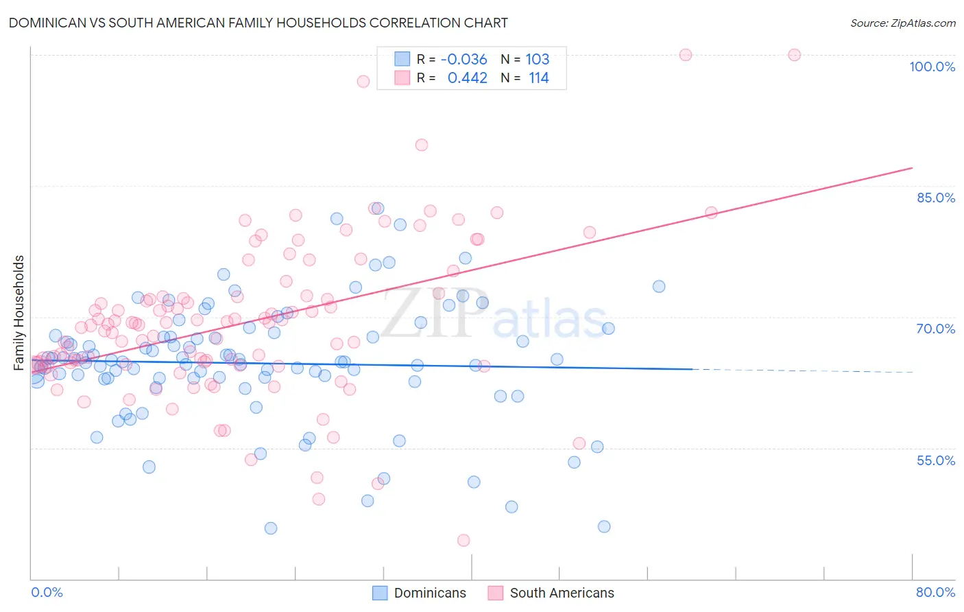 Dominican vs South American Family Households