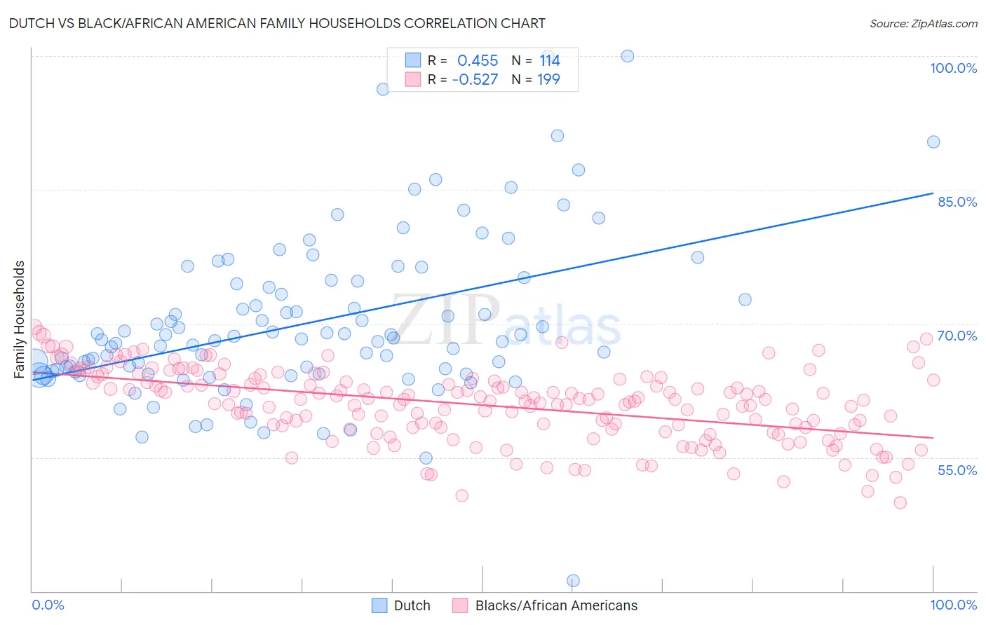 Dutch vs Black/African American Family Households