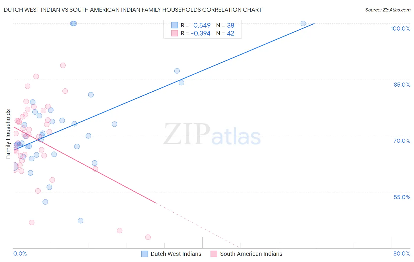 Dutch West Indian vs South American Indian Family Households