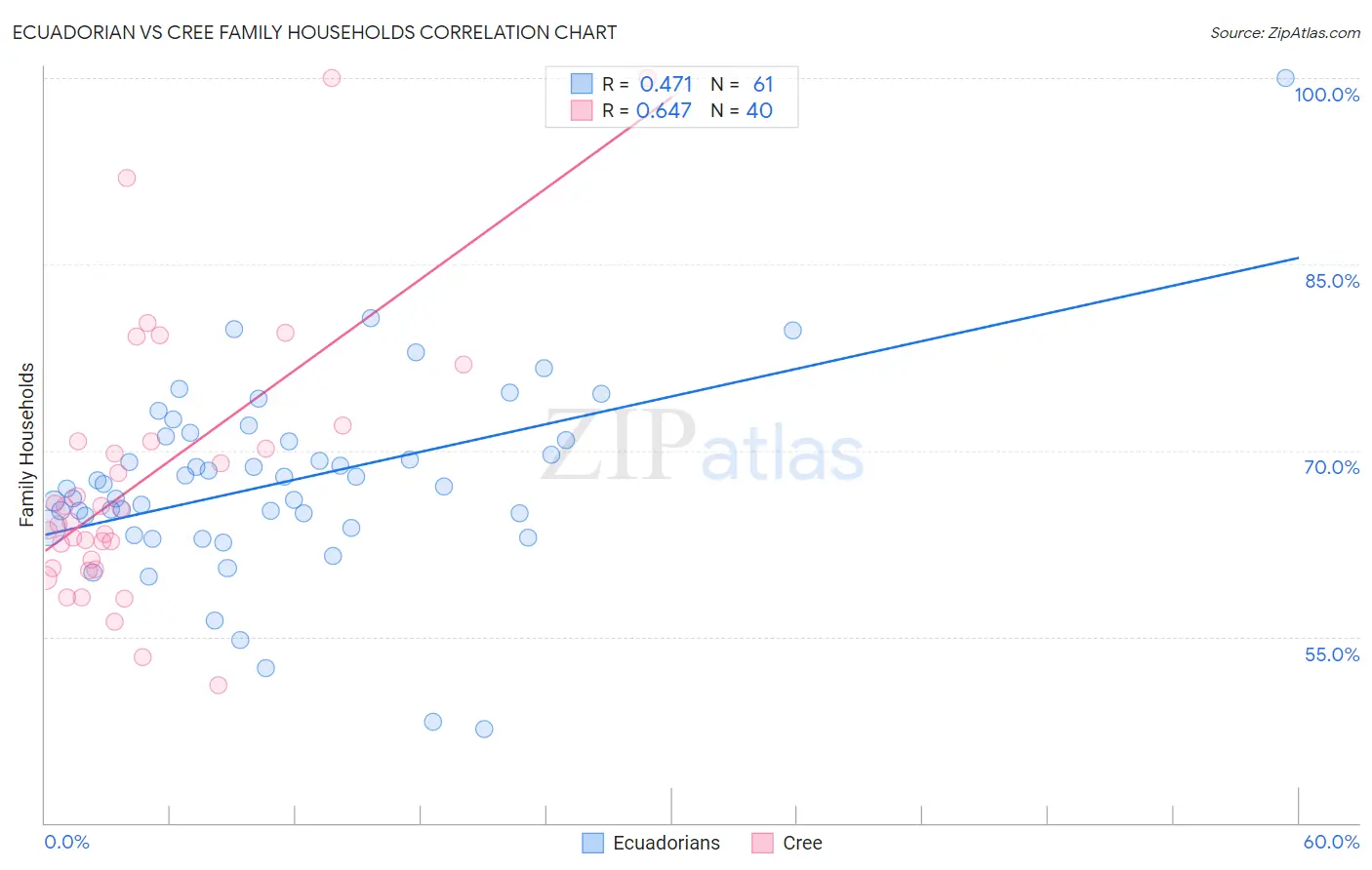 Ecuadorian vs Cree Family Households