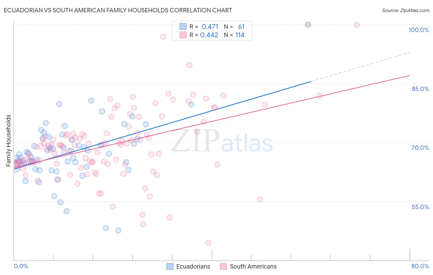 Ecuadorian vs South American Family Households