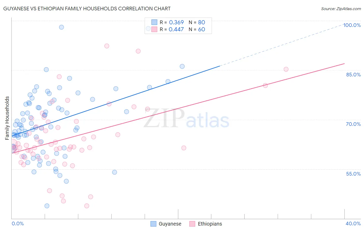 Guyanese vs Ethiopian Family Households