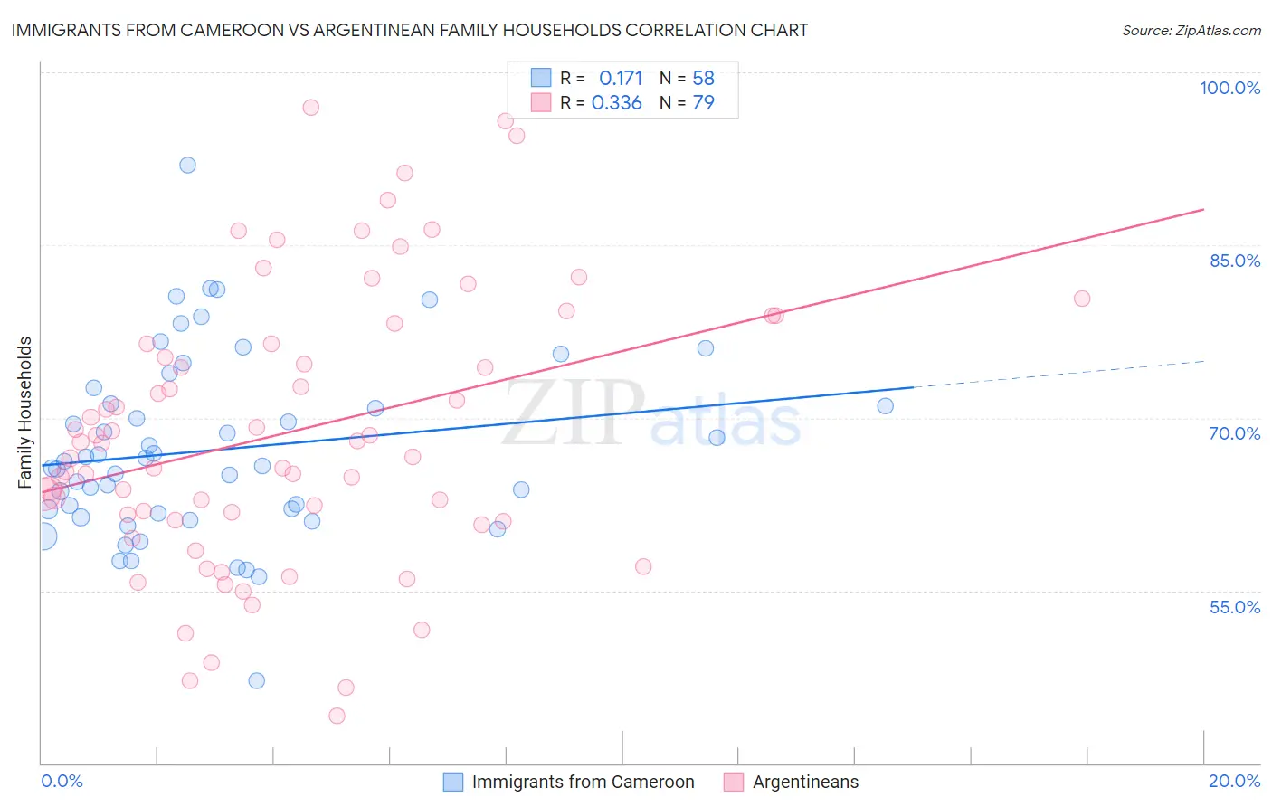 Immigrants from Cameroon vs Argentinean Family Households