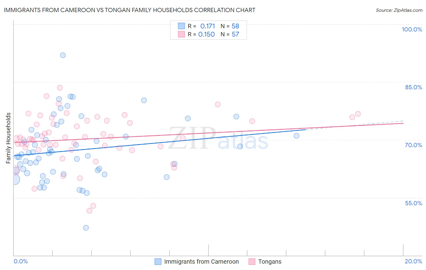 Immigrants from Cameroon vs Tongan Family Households