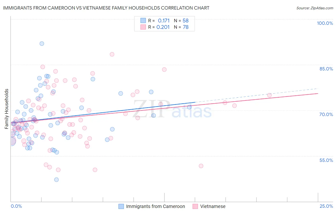 Immigrants from Cameroon vs Vietnamese Family Households