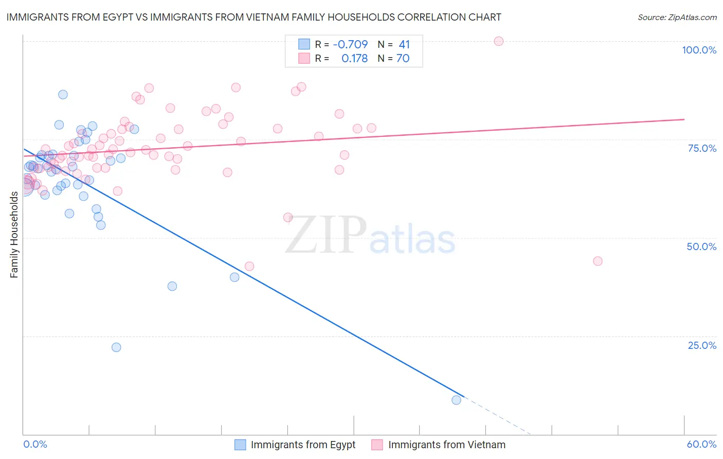 Immigrants from Egypt vs Immigrants from Vietnam Family Households