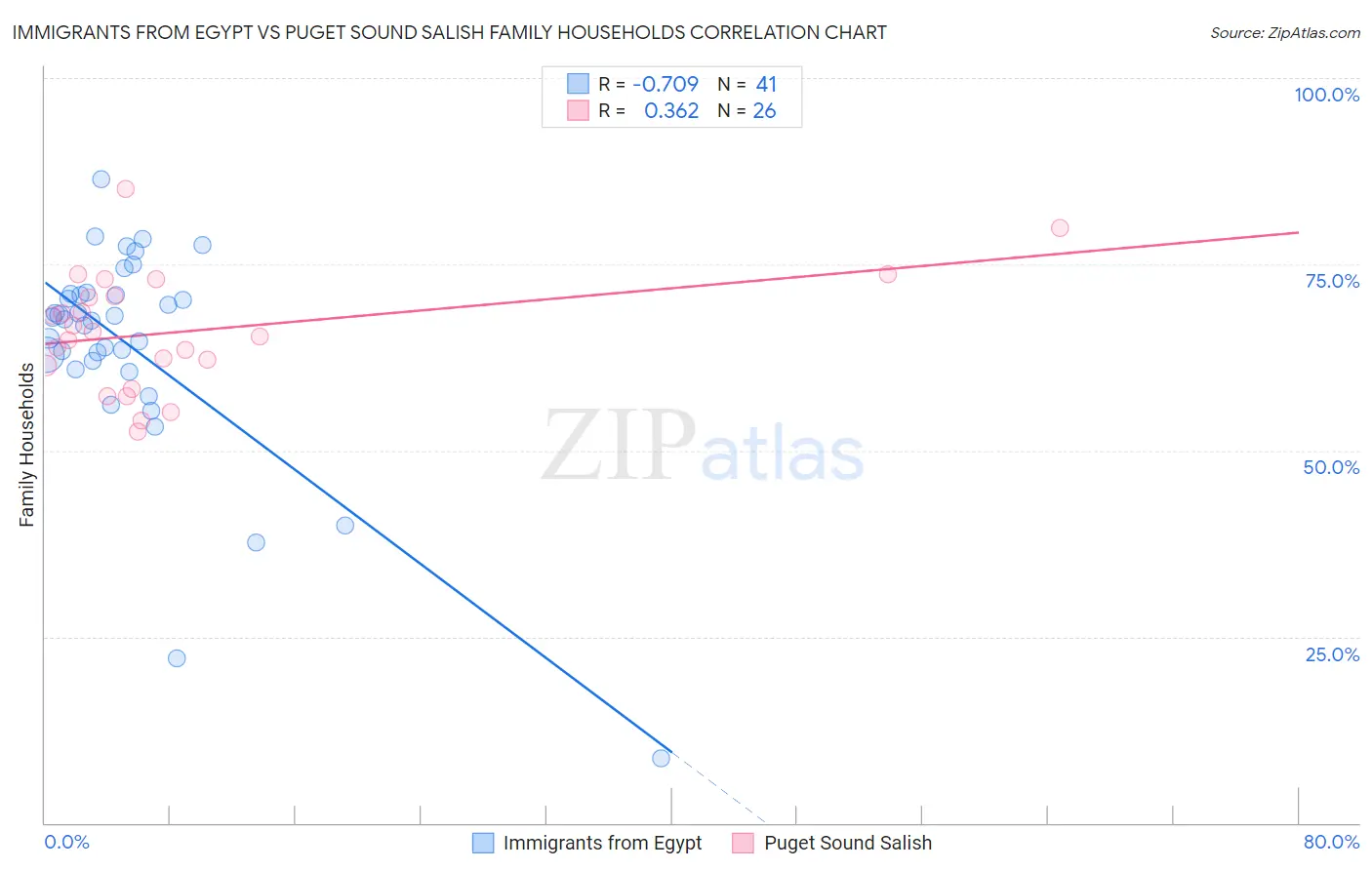 Immigrants from Egypt vs Puget Sound Salish Family Households