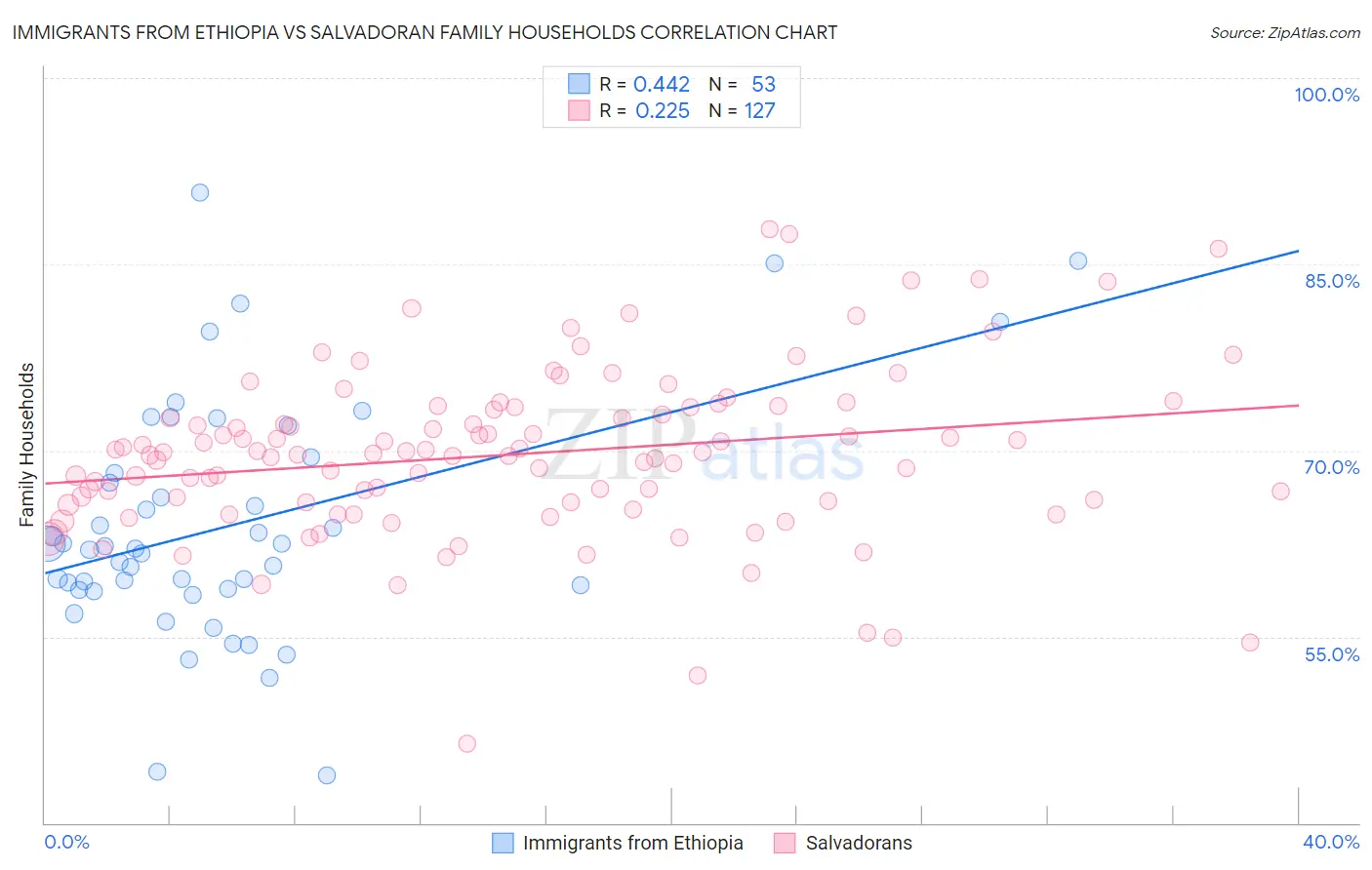 Immigrants from Ethiopia vs Salvadoran Family Households