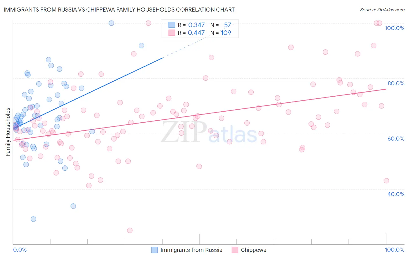 Immigrants from Russia vs Chippewa Family Households