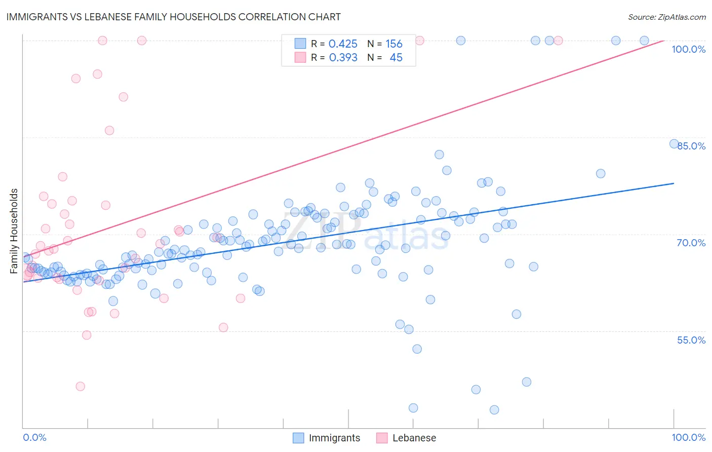 Immigrants vs Lebanese Family Households