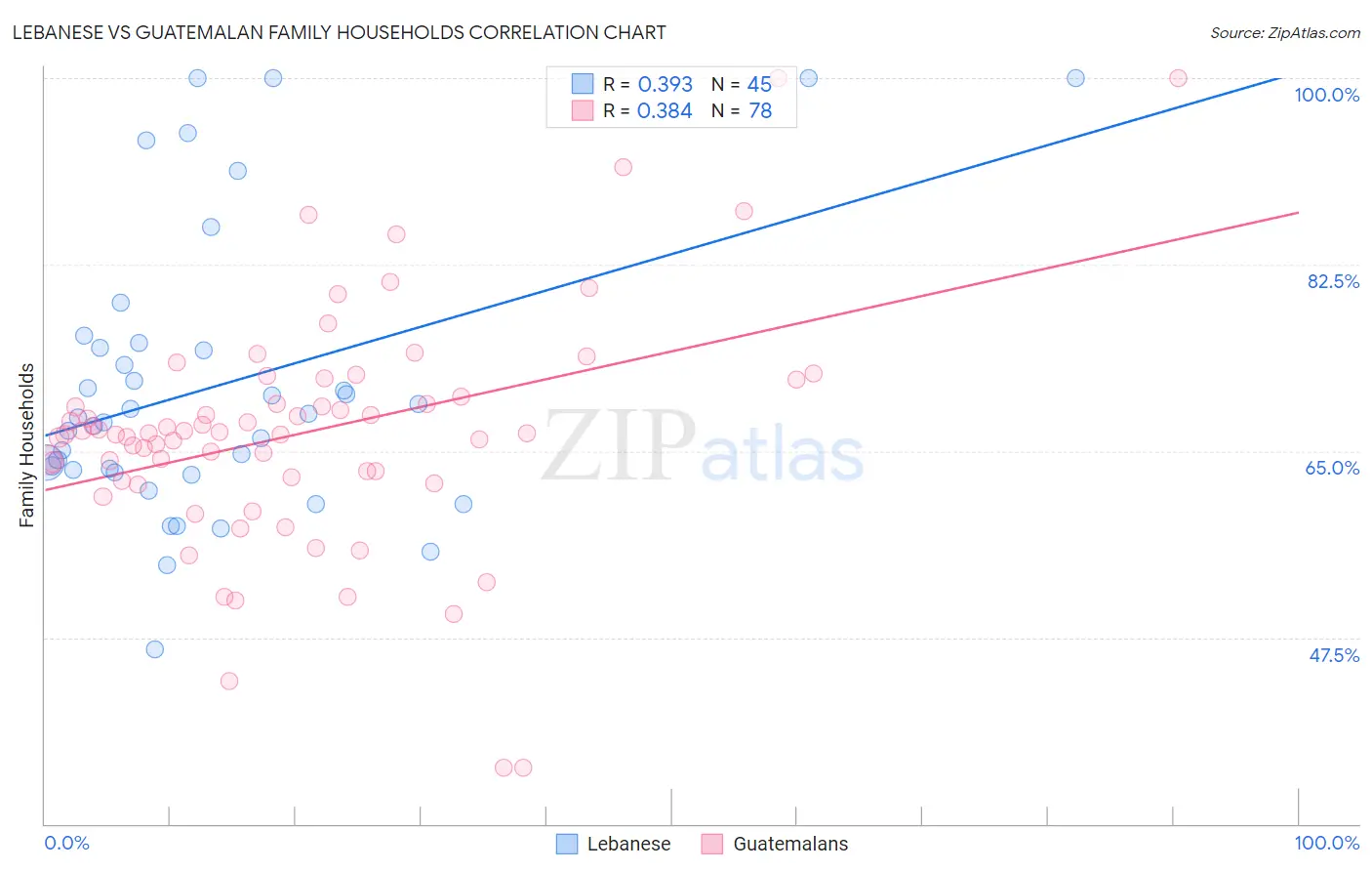Lebanese vs Guatemalan Family Households
