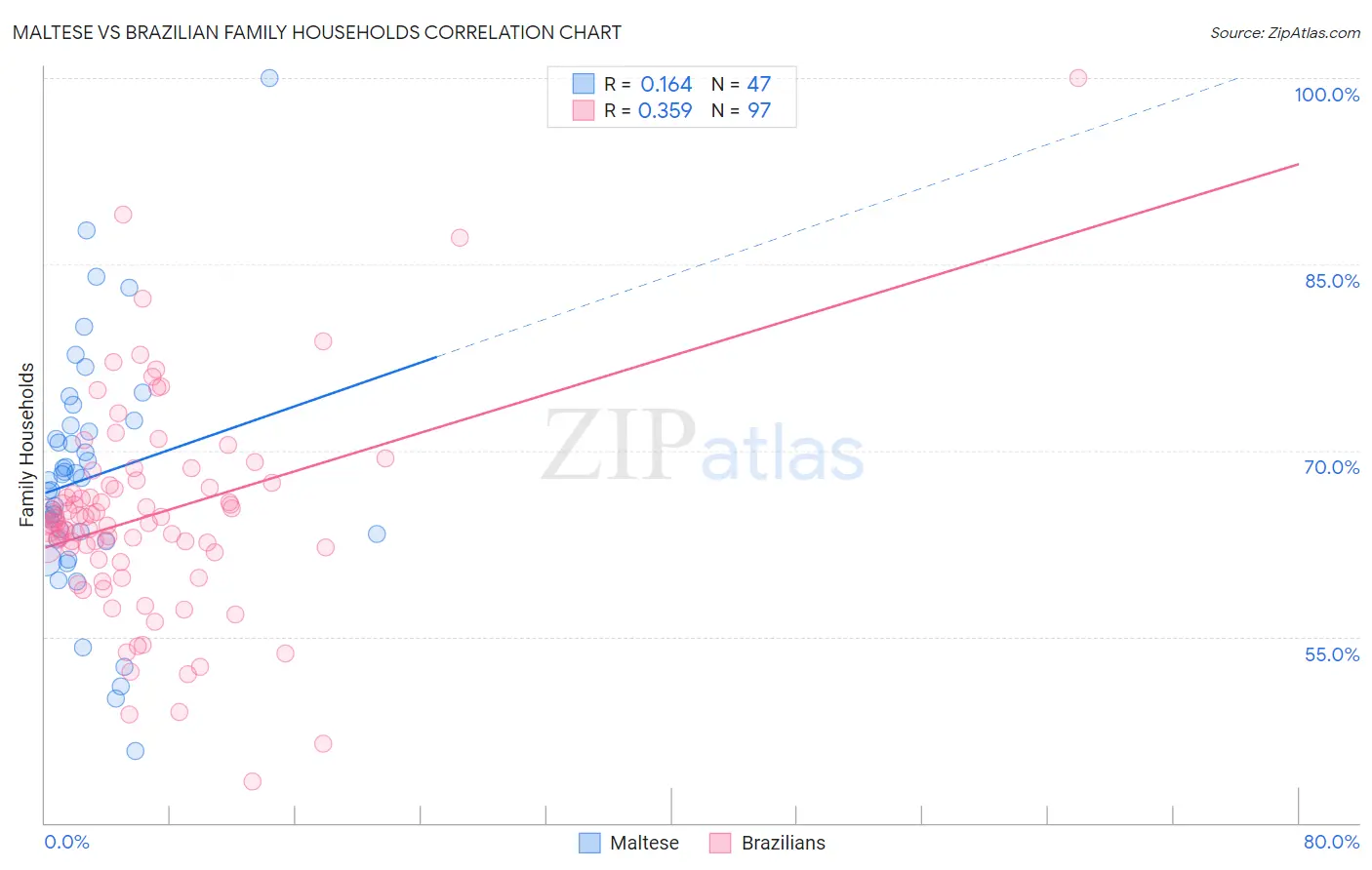 Maltese vs Brazilian Family Households