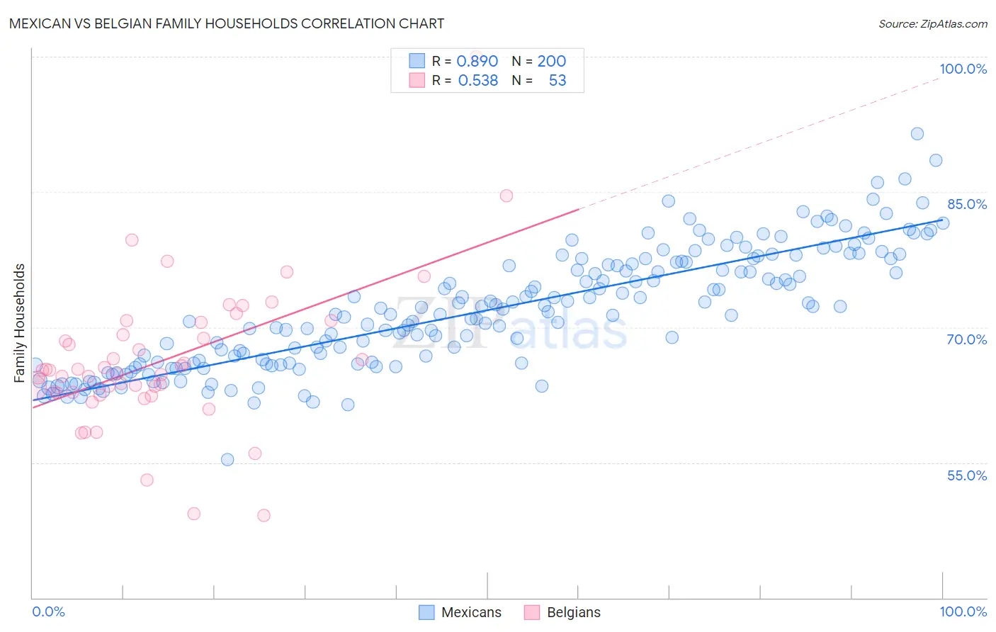 Mexican vs Belgian Family Households