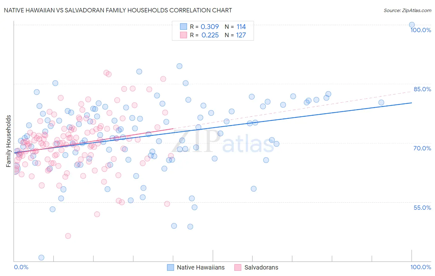 Native Hawaiian vs Salvadoran Family Households