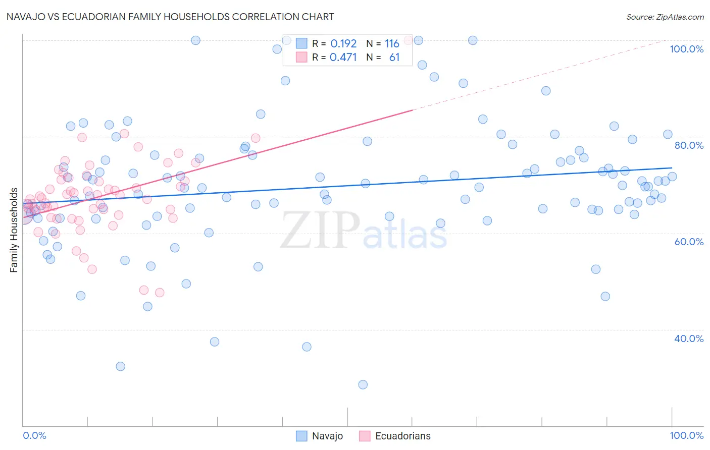 Navajo vs Ecuadorian Family Households