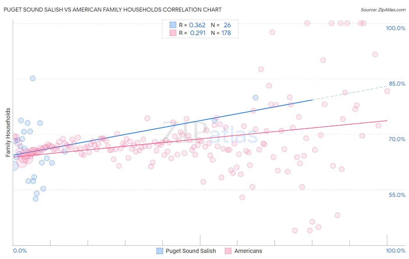 Puget Sound Salish vs American Family Households