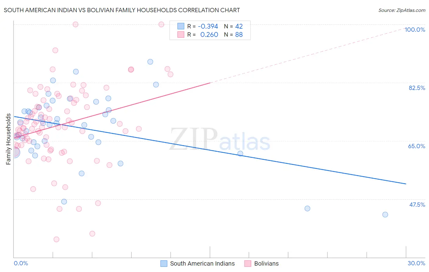 South American Indian vs Bolivian Family Households