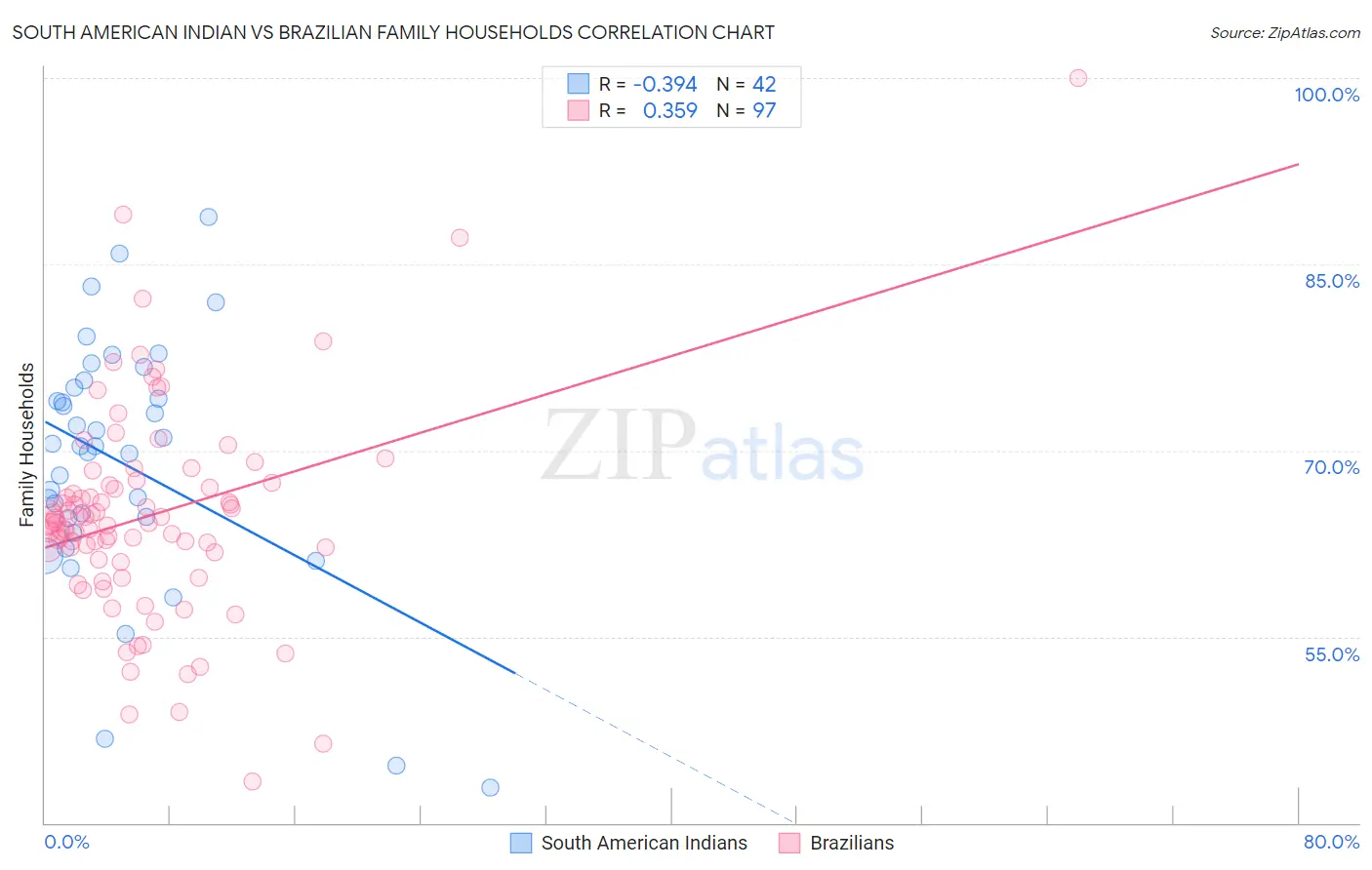 South American Indian vs Brazilian Family Households
