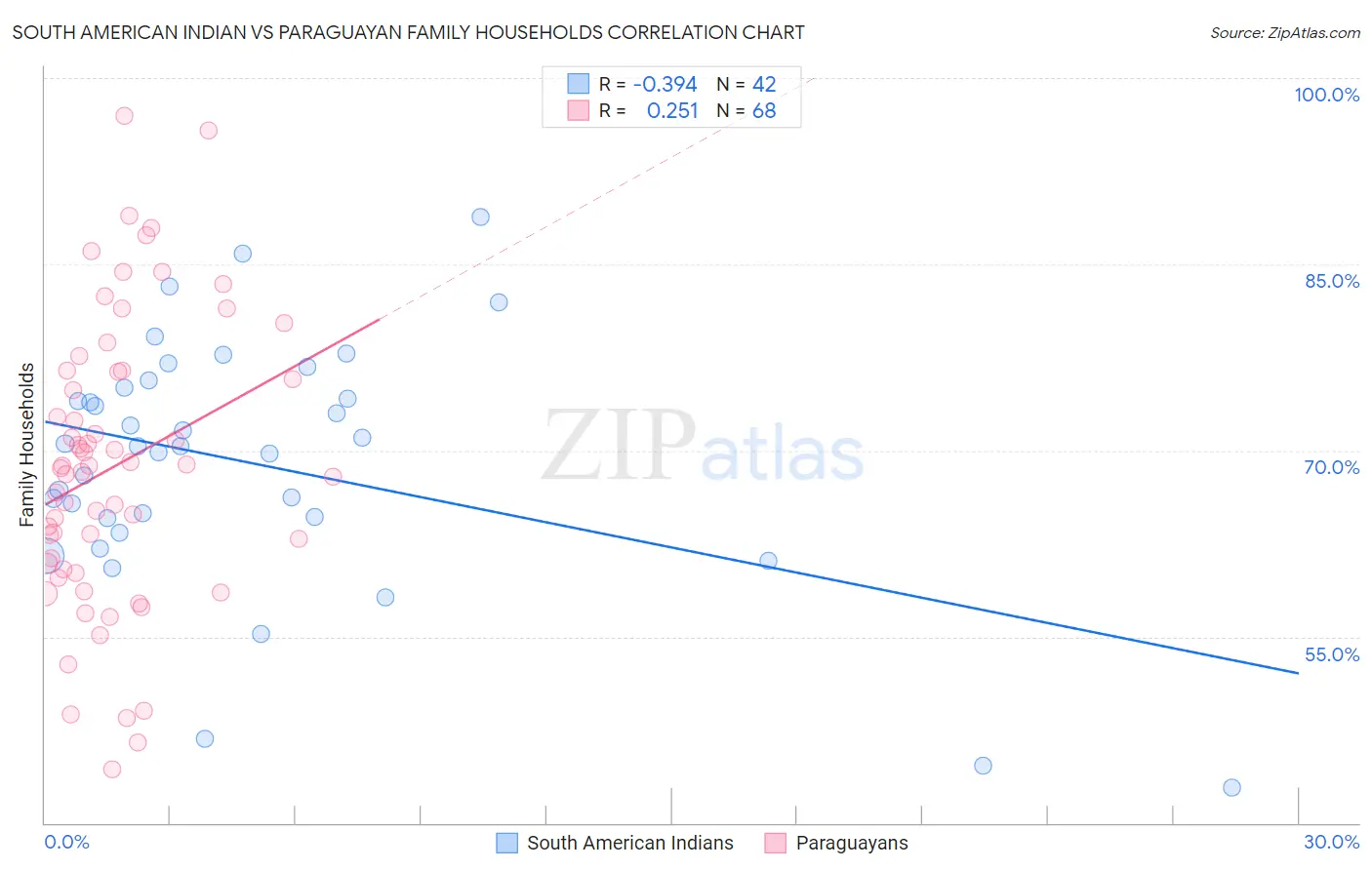 South American Indian vs Paraguayan Family Households