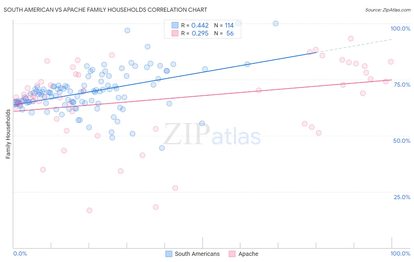 South American vs Apache Family Households