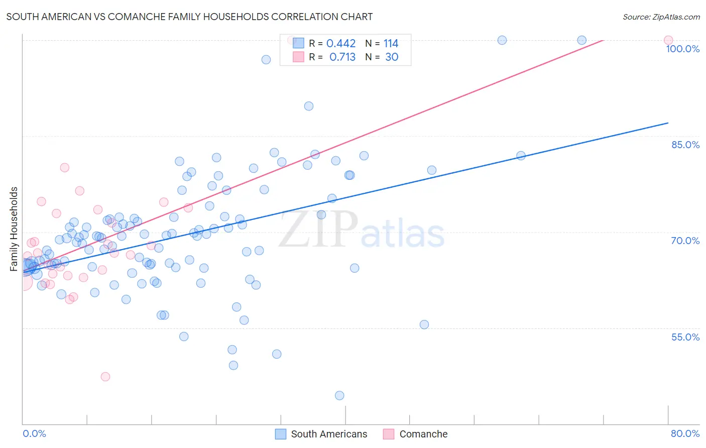 South American vs Comanche Family Households