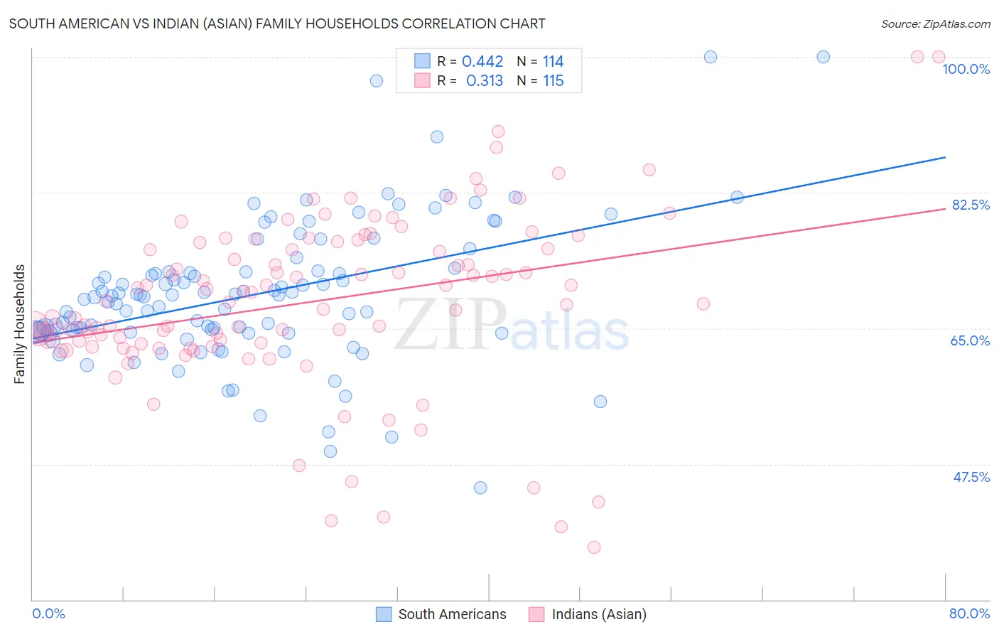 South American vs Indian (Asian) Family Households