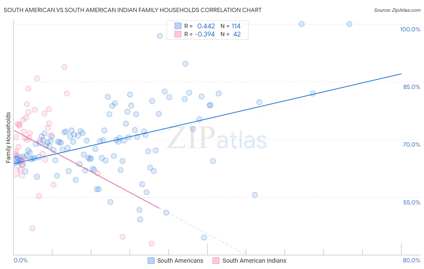 South American vs South American Indian Family Households