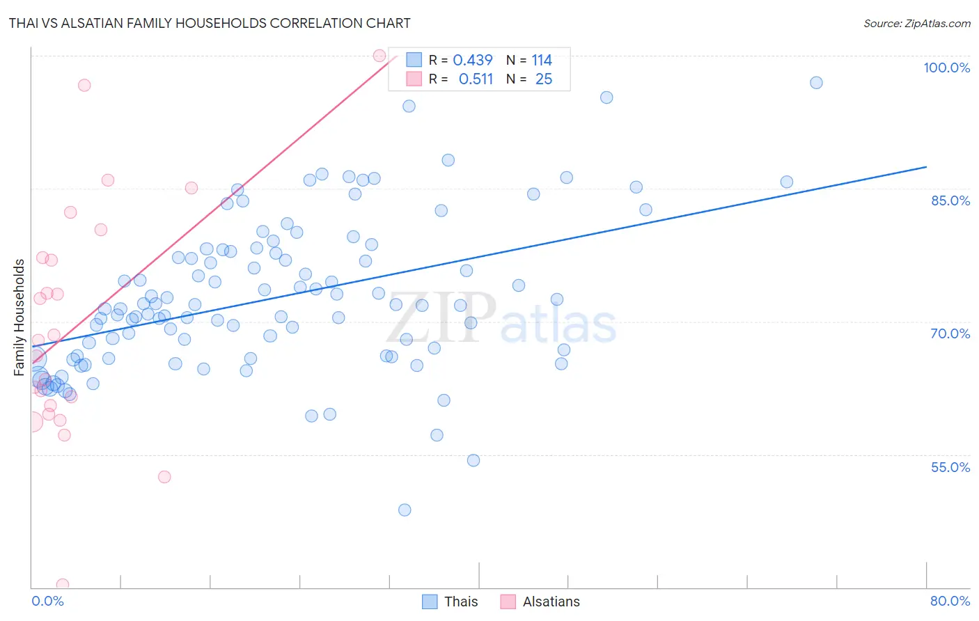 Thai vs Alsatian Family Households