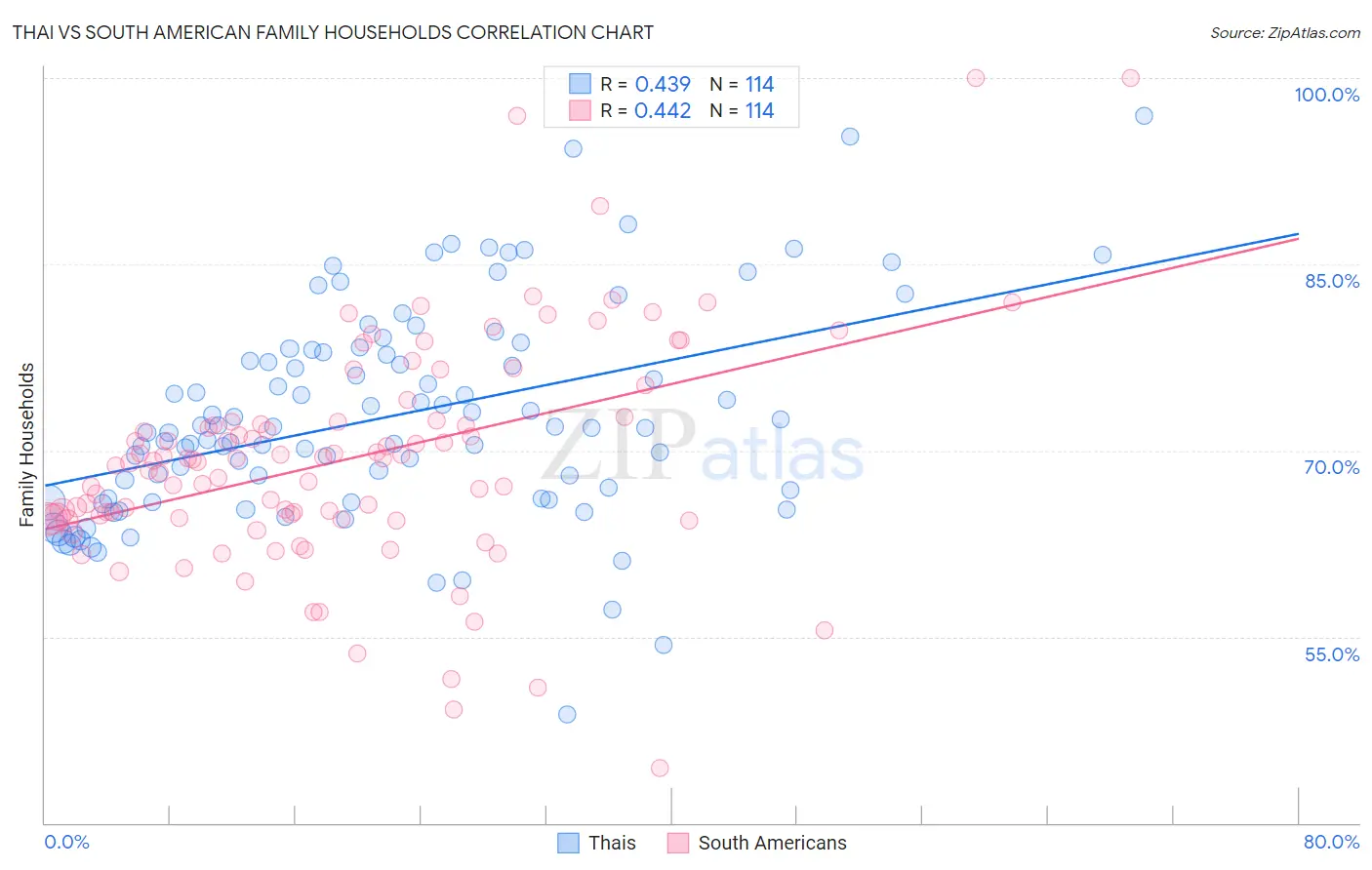 Thai vs South American Family Households