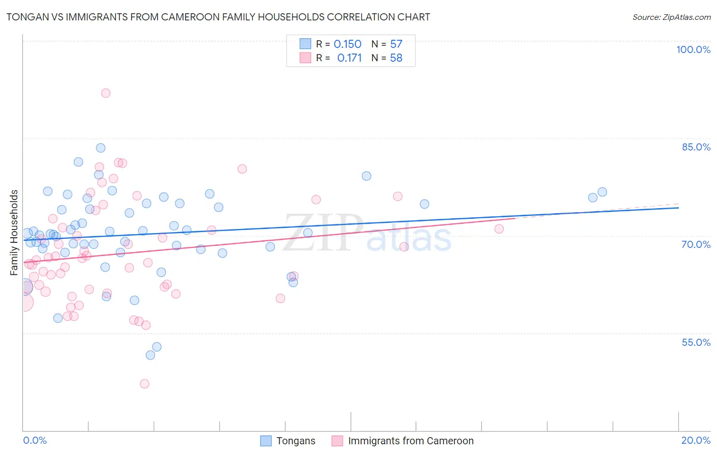 Tongan vs Immigrants from Cameroon Family Households