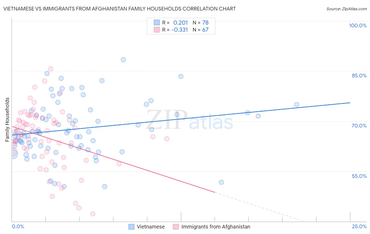 Vietnamese vs Immigrants from Afghanistan Family Households