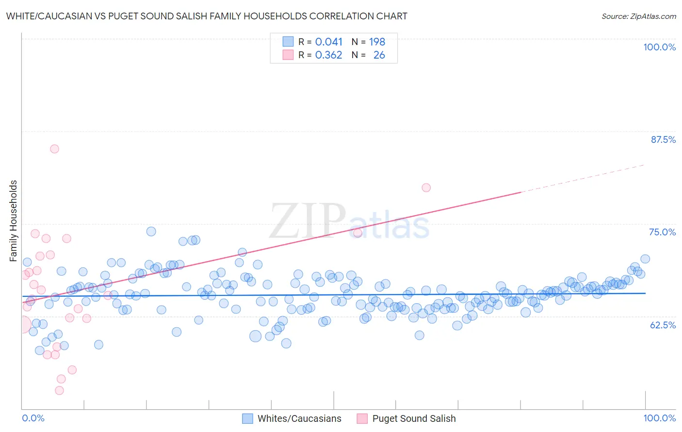 White/Caucasian vs Puget Sound Salish Family Households